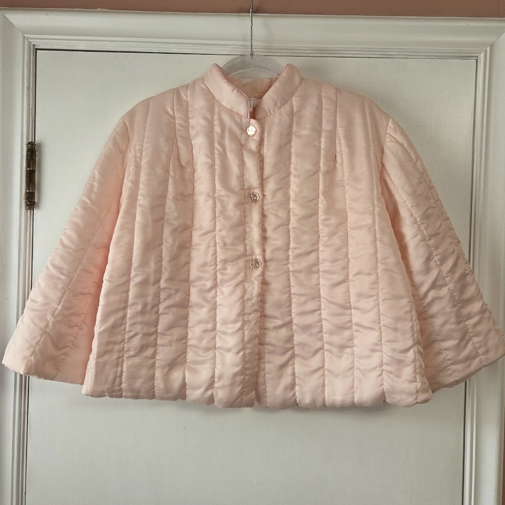 VINTAGE SEARS Pink Quilted Satin Bed Jacket Coquette Romantic - Picture 3 of 8